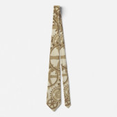 Goud, sepia steampunk-splay, klokversnellingspatro stropdas (Voorkant)