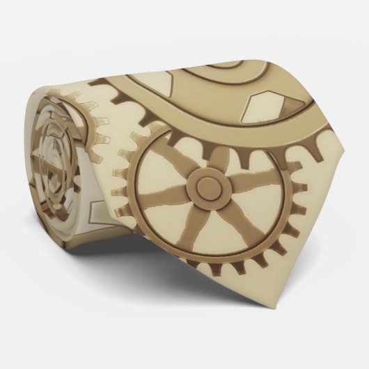 Goud, sepia steampunk-splay, klokversnellingspatro stropdas (Opgerold)