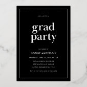 Goud Serif Aangepaste Kleur Afstudeerfeest Folie Uitnodiging (Achterkant)