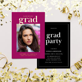 Goud Serif Aangepaste Kleur Afstudeerfeest Folie Uitnodiging