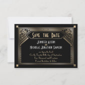 Goud Shaded Gatsby Art Deco Bruiloft Save the Date (Voorkant)
