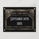 Goud Shaded Gatsby Art Deco Bruiloft Save the Date Aankondigingskaart (Voorkant)