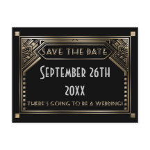 Goud Shaded Gatsby Art Deco Bruiloft Save the Date
