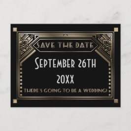 Goud Shaded Gatsby Art Deco Bruiloft Save the Date Aankondigingskaart