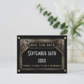 Goud Shaded Gatsby Art Deco Bruiloft Save the Date Aankondigingskaart (Staand voorkant)