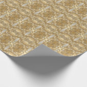 Goud Sierlijk Bloemmotief Inpakpapier (Hoek)