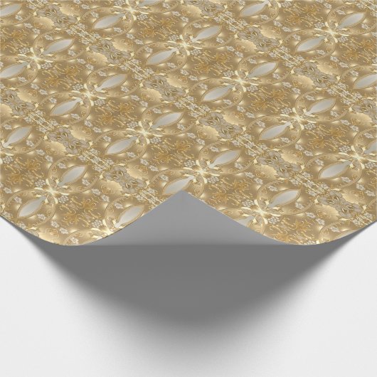Goud Sierlijk Bloemmotief Inpakpapier (Hoek)