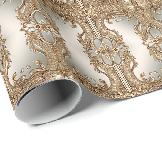Goud Sierlijk Inpakpapier (Rol Hoek)