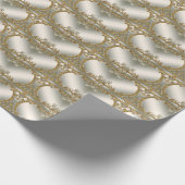 Goud Sierlijk Wit Bloemmotief Inpakpapier (Hoek)