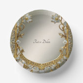 Goud Sierlijk Wit Bloemmotief Papieren Kommen (Voorkant)