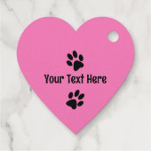 Goud silhouet Kattenpoot Print Roze Hart Bedankjes Labels (Achterkant)