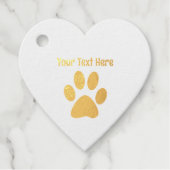 Goud silhouet Kattenpoot Print Roze Hart Bedankjes Labels (Voorkant)