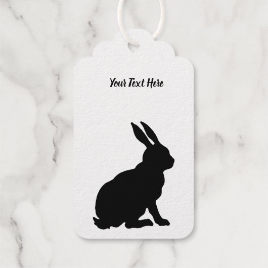 Goud Silhouette van Sitting Bunny Rabbit Tall Ears Cadeaulabels (Achterkant)