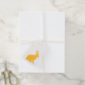 Goud Silhouette van Sitting Bunny Rabbit Tall Ears Cadeaulabels (Met Koord)