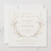 Goud simpel botanisch kruid invita kaart (Voorkant)