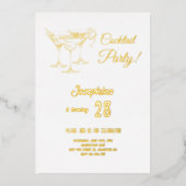 Goud, simpele cocktailparty folie uitnodiging (Voorkant)