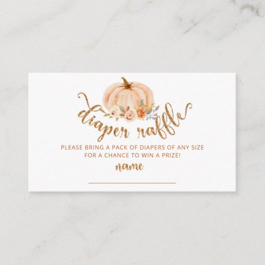 Goud sinaasappel bloemenpompoen luier loterij tick informatiekaartje (Voorkant)