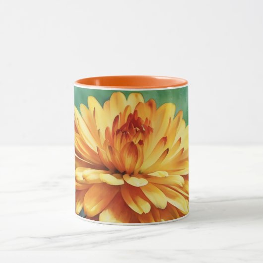 Goud Sinaasappel Flower Mum Art Mok Cup (Midden)