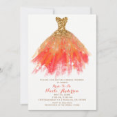 Goud Sinaasappel Glitter Glam Jurk Herfst Vrijgeze Kaart (Voorkant)