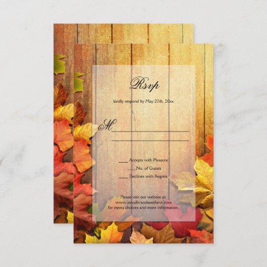 Goud Sinaasappel Groen Herfstblad RSVP | (Voorkant / Achterkant)