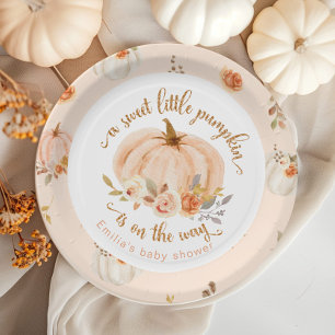 Goud sinaasappel Lief klein pompoen baby shower Papieren Bordje