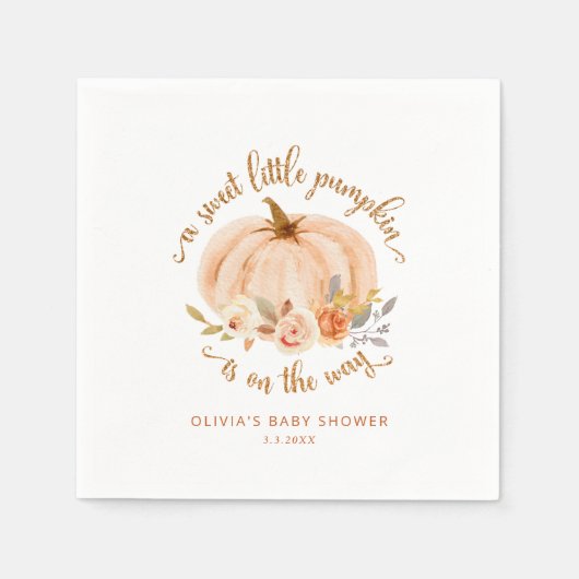 Goud sinaasappel Lief klein pompoen baby shower Servet (Voorkant)