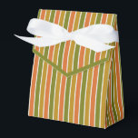 Goud, Sinaasappel, olijfgroen gestreept Bedankdoosjes<br><div class="desc">Gouden,  sinaasappel,  olijfgroene gestreepte gunst doos met lint stropdas. Perfect voor alle cadeau decoratie thema's; eenvoudig / minimalistisch tot maximalistisch afhankelijk van extra versieringen.</div>