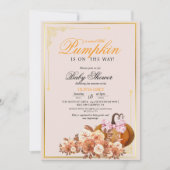 Goud Sinaasappel Pompoen Bloemen Baby shower Uitno Kaart (Voorkant)