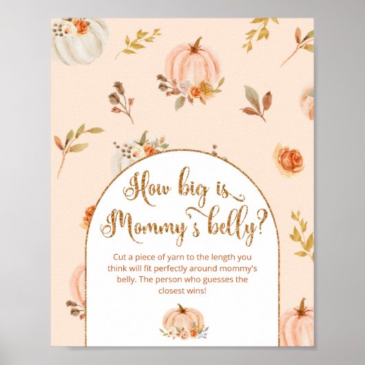 Goud sinaasappel pompoen hoe groot is mama's buik poster (Voorkant)