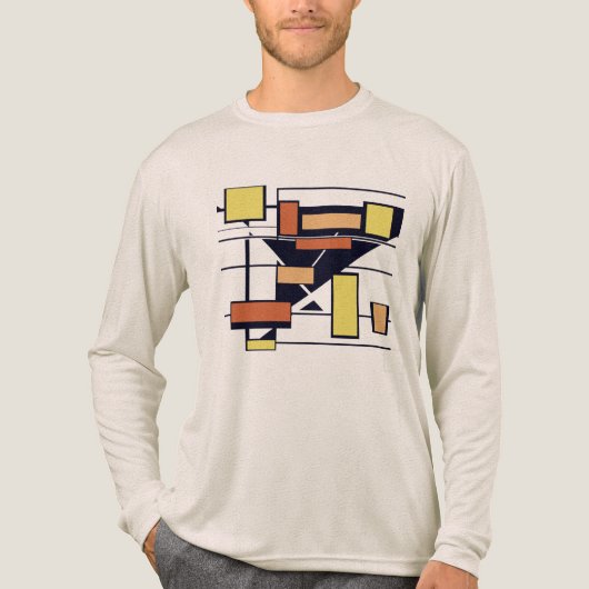 Goud Sinaasappel Roest Zwart Geometrische Kunst in Tri-Blend Shirt (Voorkant volledig)