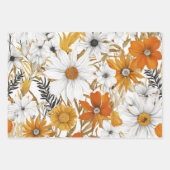 Goud Sinaasappel Wit Daisy Boho Wildflower Decoupa Inpakpapier Vel (Voorkant)