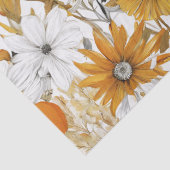 Goud Sinaasappel Wit Daisy Boho Wildflower Decoupa Tissuepapier (Detail)