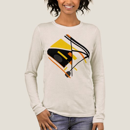 Goud Sinaasappel Zwart Abstract Art Diamond Design Tri-Blend Shirt (Voorkant)