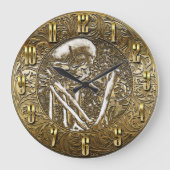 Goud Skeletspieren Treasure Coin Grote Klok (Voorkant)