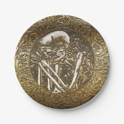 Goud Skeletspieren  Treasure Coin Papieren Bordje (Voorkant)