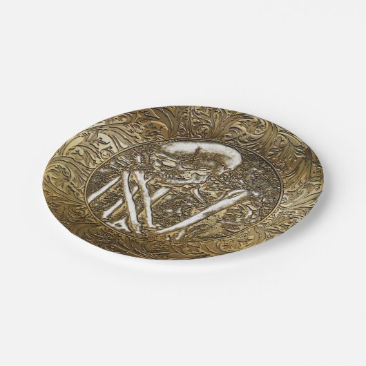 Goud Skeletspieren  Treasure Coin Papieren Bordje (Gekanteld)