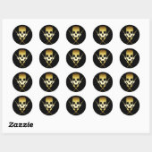 GOUD SKULL EN LICHTE BOLTS RONDE STICKER (Vel)