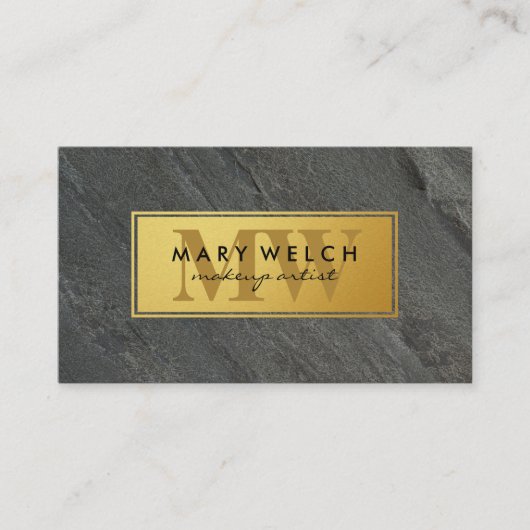 Goud | Slate Rock | Klassieke monogram Afsprakenkaartje (Voorkant)