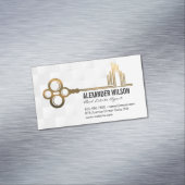 Goud Sleutel Stad Logo | Vastgoed Magnetisch Visitekaartje (Voorbeeld)