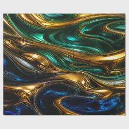 Goud Smaragd Saffier Vloeibare Kunst Cadeaupapier