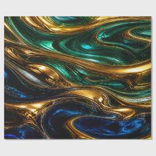 Goud Smaragd Saffier Vloeibare Kunst Cadeaupapier