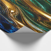Goud Smaragd Saffier Vloeibare Kunst Cadeaupapier (Hoek)