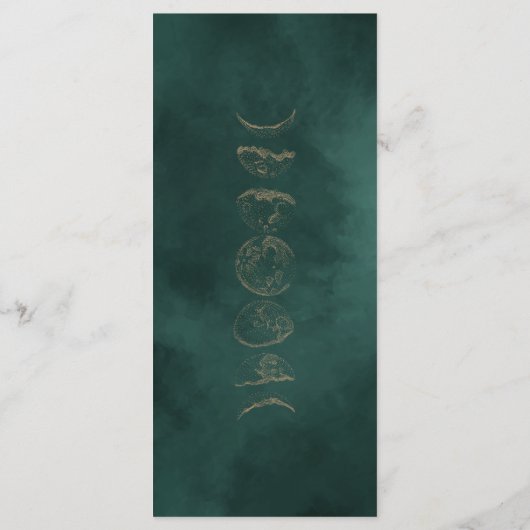 Goud & Smaragdgroen Hemelbruiloft Diner Menu (Achterkant)