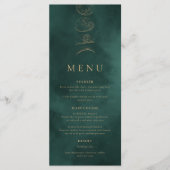 Goud & Smaragdgroen Hemelbruiloft Diner Menu (Voorkant)
