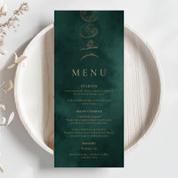 Goud & Smaragdgroen Hemelbruiloft Diner Menu