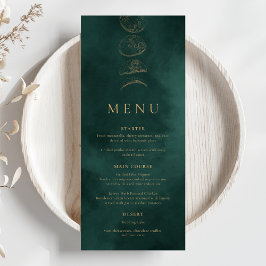 Goud & Smaragdgroen Hemelbruiloft Diner Menu