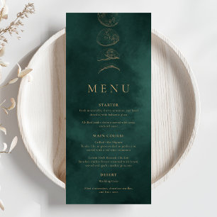 Goud & Smaragdgroen Hemelbruiloft Diner Menu