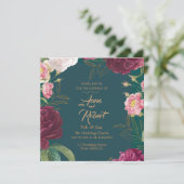 Goud & Smaragdgroene Bloemen Save The Date (Staand voorkant)