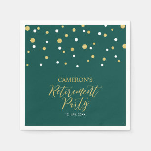 Goud & Smaragdgroene Chic Confetti Pensioenfeest Servet