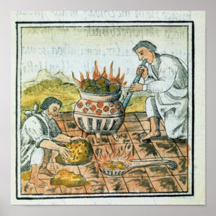 Goud smelten en gieten in het Aztec-imperium Poster